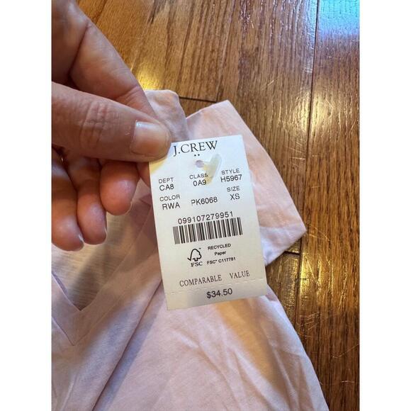 NWT J.Crew Preppy Light Pink Short Sleeve Slub Cotton T Womens T-shirt XS H5967 - Picture 3 of 4